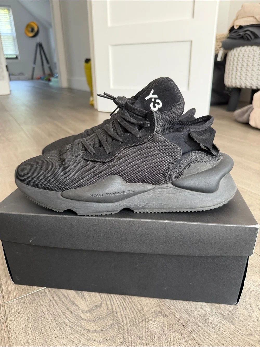 Y-3 Men’s Black Low-Top Knit Sneakers